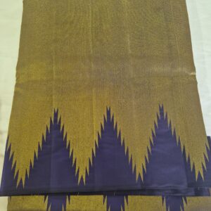 Designer Saree with Navy Blue & Gold Zigzag Border