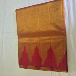 Designer Shining Gold & Red Saree with Zigzag Border