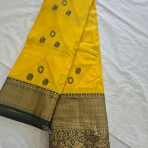 Elegant Yellow Silk Saree with Black & Gold Zari Border