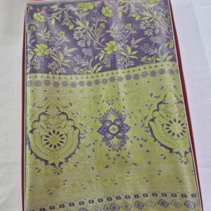 Premium Purple & Green Designer Saree with Embroidery Work