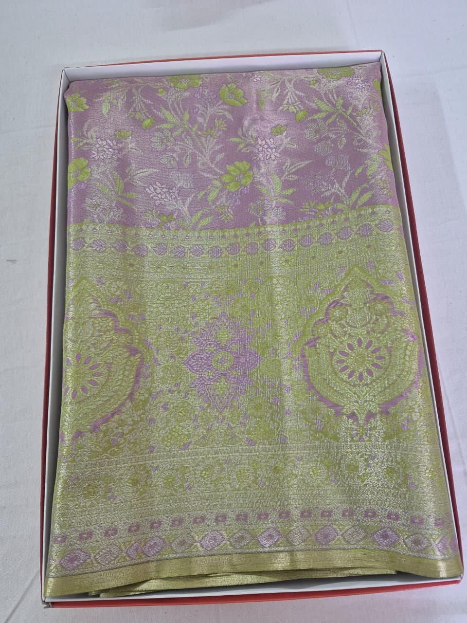 Elegant Pink Silk Saree with Rich Green Design Border