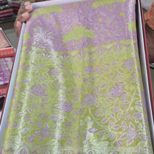 Elegant Pink Silk Saree with Green Printed Border