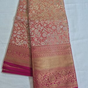 Elegant Orange & Gold Silk Saree with Rich Zari Design