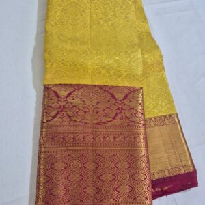 Elegant Pastel Silk Saree with Gold Zari Pallu & Red Border