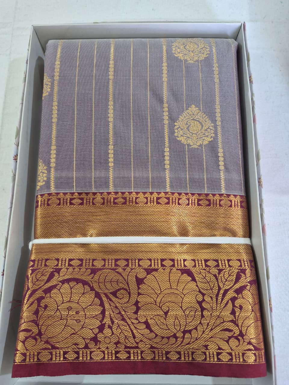 Grey Georgette Saree with Design Work