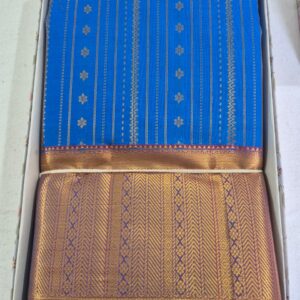 Elegant Blue Silk Saree with Rich Gold Zari Border