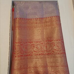 Royal Grey Pattu Silk Saree with Heavy Zari Work  Description