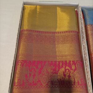 Premium Gold Plain Saree with Pallaki Work